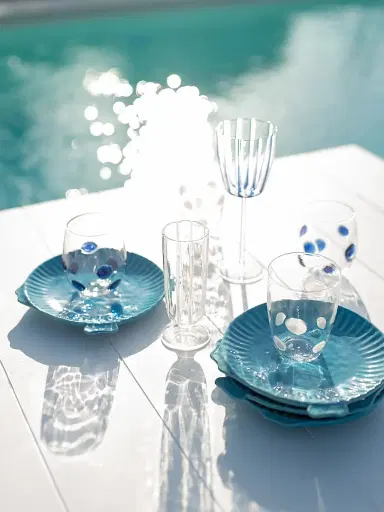 Vietri Nuovo Stripe Wine Glass - Blue | Thumbnail 3 Vietri Nuovo Stripe Wine Glass - Blue | Thumbnail 3