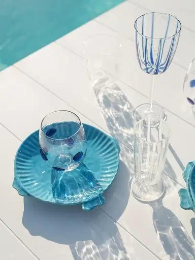 Vietri Nuovo Stripe Wine Glass - Blue | Thumbnail 4 Vietri Nuovo Stripe Wine Glass - Blue | Thumbnail 4