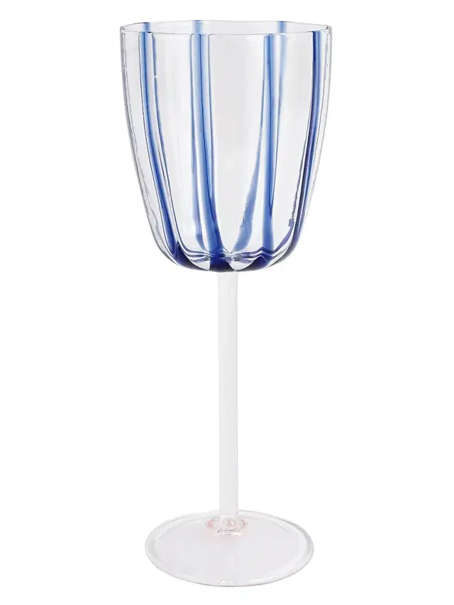 Nuovo Stripe Wine Glass - Blue Nuovo Stripe Wine Glass - Blue