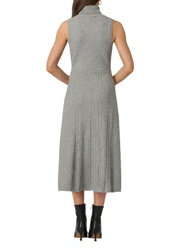 Shoshanna Women's Carmella Cotton-Wool Midi-Dress - Grey | Thumbnail 3 Shoshanna Women's Carmella Cotton-Wool Midi-Dress - Grey | Thumbnail 3