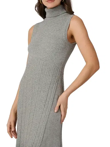 Shoshanna Women's Carmella Cotton-Wool Midi-Dress - Grey | Thumbnail 4 Shoshanna Women's Carmella Cotton-Wool Midi-Dress - Grey | Thumbnail 4