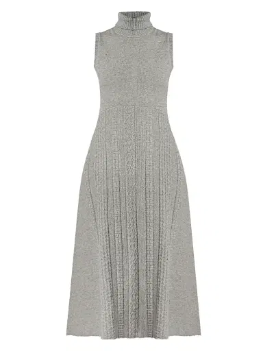 Shoshanna Women's Carmella Cotton-Wool Midi-Dress - Grey | Thumbnail 1 Shoshanna Women's Carmella Cotton-Wool Midi-Dress - Grey | Thumbnail 1