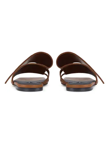 Givenchy Women's Sliced Square Flat Sandals in Leather - Tan | Thumbnail 4 Givenchy Women's Sliced Square Flat Sandals in Leather - Tan | Thumbnail 4