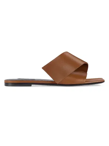 Givenchy Women's Sliced Square Flat Sandals in Leather - Tan | Thumbnail 1 Givenchy Women's Sliced Square Flat Sandals in Leather - Tan | Thumbnail 1