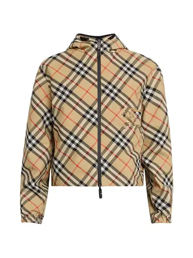 Burberry Women's Reversible Check Crop Zip Jacket - Beige | Thumbnail 1 Burberry Women's Reversible Check Crop Zip Jacket - Beige | Thumbnail 1