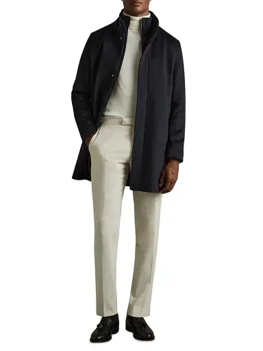 Reiss Men's Fuel Felt Coat - Navy | Thumbnail 2 Reiss Men's Fuel Felt Coat - Navy | Thumbnail 2