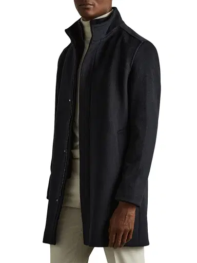 Reiss Men's Fuel Felt Coat - Navy | Thumbnail 3 Reiss Men's Fuel Felt Coat - Navy | Thumbnail 3
