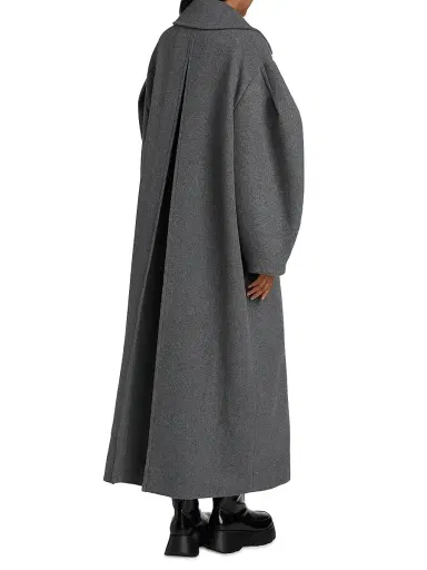 Ganni Women's Wool-Blend Double-Breasted Trench Coat - Pewter Melange | Thumbnail 5 Ganni Women's Wool-Blend Double-Breasted Trench Coat - Pewter Melange | Thumbnail 5