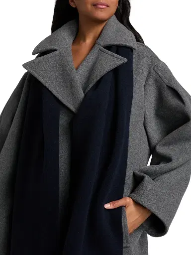 Ganni Women's Wool-Blend Double-Breasted Trench Coat - Pewter Melange | Thumbnail 6 Ganni Women's Wool-Blend Double-Breasted Trench Coat - Pewter Melange | Thumbnail 6