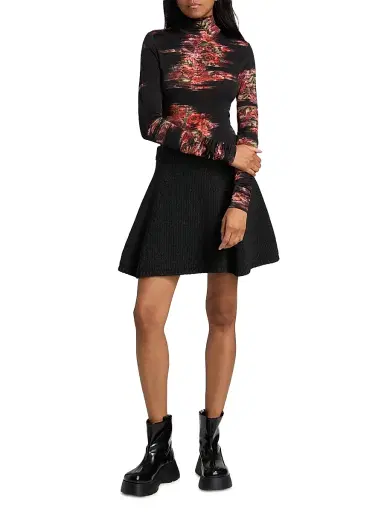 Ganni Women's Floral Stretch Jersey Turtleneck Top - Black | Thumbnail 2 Ganni Women's Floral Stretch Jersey Turtleneck Top - Black | Thumbnail 2