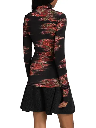 Ganni Women's Floral Stretch Jersey Turtleneck Top - Black | Thumbnail 5 Ganni Women's Floral Stretch Jersey Turtleneck Top - Black | Thumbnail 5