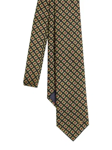 Valentino Garavani Men's Valentie Jacquard Cotton Tie with Chamber Pattern and Vlogo Signature Detail | Thumbnail 3 Valentino Garavani Men's Valentie Jacquard Cotton Tie with Chamber Pattern and Vlogo Signature Detail | Thumbnail 3