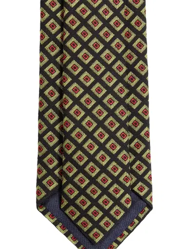 Valentino Garavani Men's Valentie Jacquard Cotton Tie with Chamber Pattern and Vlogo Signature Detail | Thumbnail 4 Valentino Garavani Men's Valentie Jacquard Cotton Tie with Chamber Pattern and Vlogo Signature Detail | Thumbnail 4