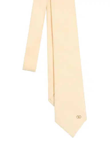 Valentino Garavani Men's Valentie Silk Tie with VLogo Signature Detail - Beige | Thumbnail 2 Valentino Garavani Men's Valentie Silk Tie with VLogo Signature Detail - Beige | Thumbnail 2