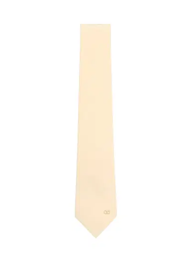 Valentino Garavani Men's Valentie Silk Tie with VLogo Signature Detail - Beige | Thumbnail 1 Valentino Garavani Men's Valentie Silk Tie with VLogo Signature Detail - Beige | Thumbnail 1