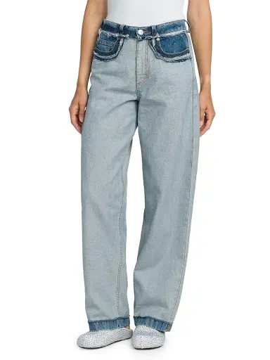 Marni Women's Two-Toned Wide-Leg Jeans - Azure | Thumbnail 3 Marni Women's Two-Toned Wide-Leg Jeans - Azure | Thumbnail 3