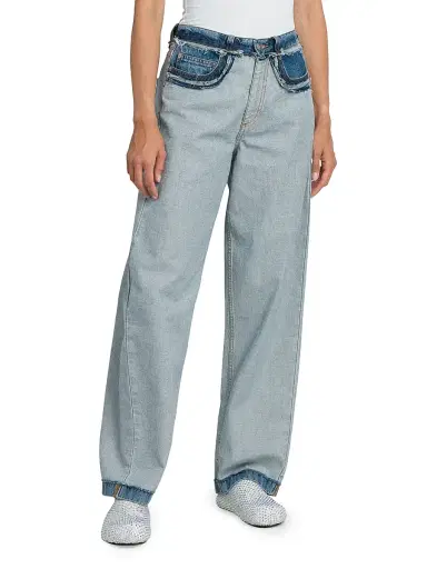 Marni Women's Two-Toned Wide-Leg Jeans - Azure | Thumbnail 4 Marni Women's Two-Toned Wide-Leg Jeans - Azure | Thumbnail 4