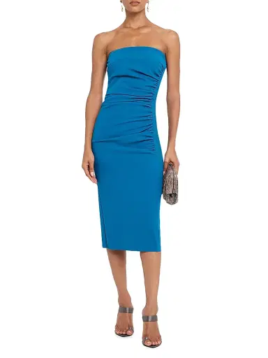 Chiara Boni La Petite Robe Women's Ruched Body-Con Strapless Midi-Dress | Thumbnail 2 Chiara Boni La Petite Robe Women's Ruched Body-Con Strapless Midi-Dress | Thumbnail 2