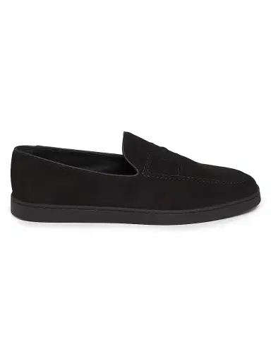 Church's Men's Peebles Suede Top-Stitched Penny Loafers - Black | Thumbnail 1 Church's Men's Peebles Suede Top-Stitched Penny Loafers - Black | Thumbnail 1