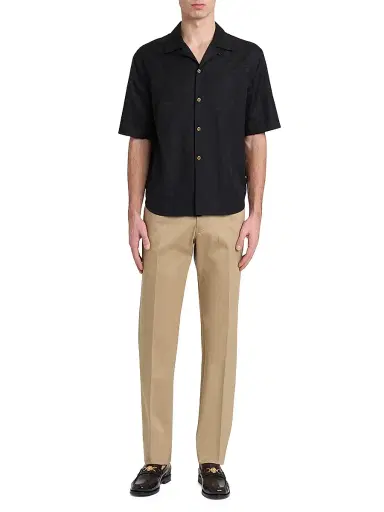 Versace Men's Barocco Jacquard Cotton Poplin Shirt - Black | Thumbnail 2 Versace Men's Barocco Jacquard Cotton Poplin Shirt - Black | Thumbnail 2