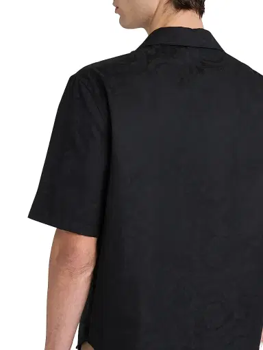 Versace Men's Barocco Jacquard Cotton Poplin Shirt - Black | Thumbnail 4 Versace Men's Barocco Jacquard Cotton Poplin Shirt - Black | Thumbnail 4