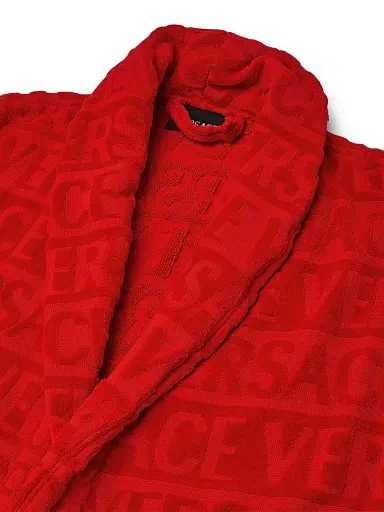 Versace Men's Christmas Barocco Cotton Robe - Red | Thumbnail 3 Versace Men's Christmas Barocco Cotton Robe - Red | Thumbnail 3