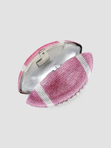 Judith Leiber Couture Women's Game Day Football Pigskin Crystal Clutch - Rose | Thumbnail 3 Judith Leiber Couture Women's Game Day Football Pigskin Crystal Clutch - Rose | Thumbnail 3