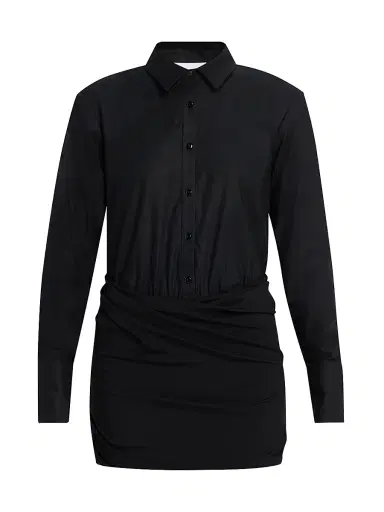 Significant Other Women's Ariya Draped Mini Shirtdress - Black | Thumbnail 1 Significant Other Women's Ariya Draped Mini Shirtdress - Black | Thumbnail 1