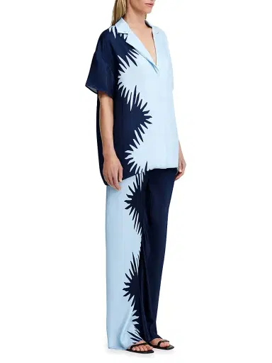 Significant Other Women's Flossie Printed Short-Sleeve Shirt - Blue | Thumbnail 2 Significant Other Women's Flossie Printed Short-Sleeve Shirt - Blue | Thumbnail 2