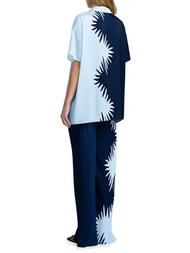 Significant Other Women's Flossie Printed Short-Sleeve Shirt - Blue | Thumbnail 4 Significant Other Women's Flossie Printed Short-Sleeve Shirt - Blue | Thumbnail 4
