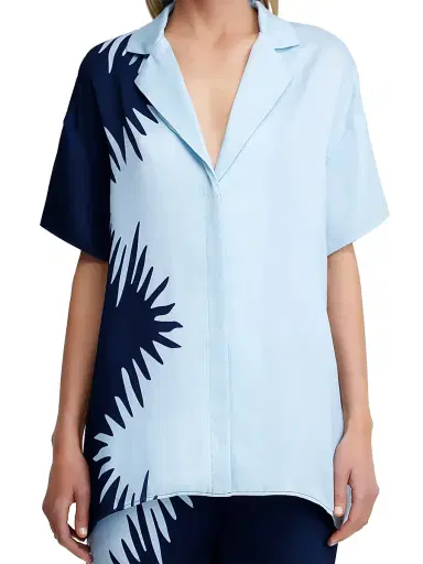 Significant Other Women's Flossie Printed Short-Sleeve Shirt - Blue | Thumbnail 5 Significant Other Women's Flossie Printed Short-Sleeve Shirt - Blue | Thumbnail 5