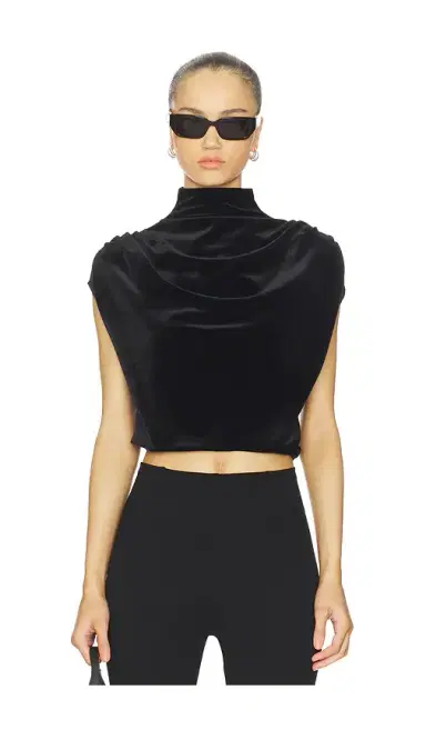 Commando Velvet Draped Mockneck Crop Top | Thumbnail 1 Commando Velvet Draped Mockneck Crop Top | Thumbnail 1