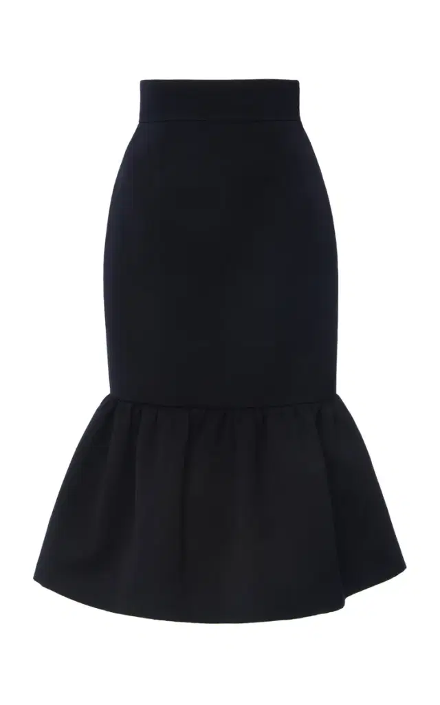 Ruffled Wool Cady Midi Skirt Ruffled Wool Cady Midi Skirt