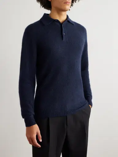 Thom Sweeney Brushed Cashmere-Blend Polo Shirt - Men | Thumbnail 3 Thom Sweeney Brushed Cashmere-Blend Polo Shirt - Men | Thumbnail 3