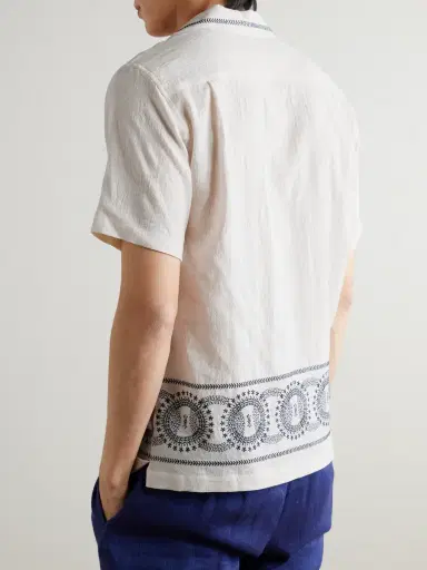 Orlebar Brown Maitan Cirqua Camp-Collar Embroidered Cotton-Gauze Shirt - Men | Thumbnail 3 Orlebar Brown Maitan Cirqua Camp-Collar Embroidered Cotton-Gauze Shirt - Men | Thumbnail 3