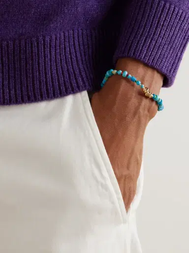 LUIS MORAIS 14-Karat Gold, Turquoise and Glass Beaded Bracelet - Men | Thumbnail 2 LUIS MORAIS 14-Karat Gold, Turquoise and Glass Beaded Bracelet - Men | Thumbnail 2