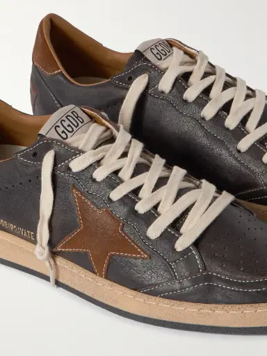 Golden Goose Ball Star Distressed Suede-Trimmed Leather Sneakers - Men | Thumbnail 5 Golden Goose Ball Star Distressed Suede-Trimmed Leather Sneakers - Men | Thumbnail 5