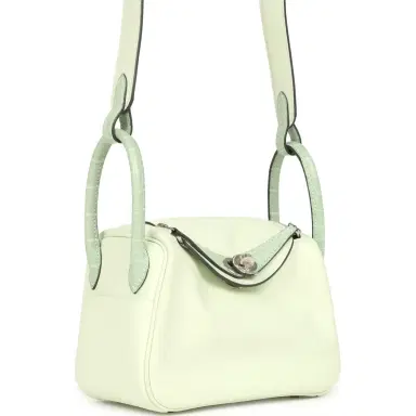 HERMÈS Hermes Mini Lindy Vert Fizz Swift and Matte Alligator Mississppiensis Touch Palladium Hardware | Thumbnail 3 HERMÈS Hermes Mini Lindy Vert Fizz Swift and Matte Alligator Mississppiensis Touch Palladium Hardware | Thumbnail 3