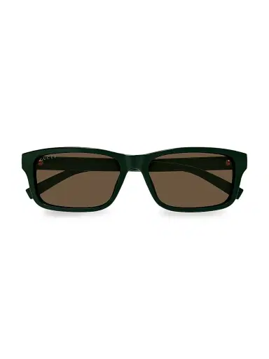 Gucci Men's Lines 57MM Rectangular Sunglasses - Green Brown | Thumbnail 3 Gucci Men's Lines 57MM Rectangular Sunglasses - Green Brown | Thumbnail 3