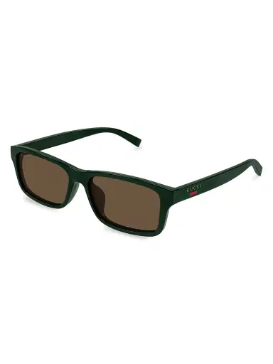 Gucci Men's Lines 57MM Rectangular Sunglasses - Green Brown | Thumbnail 1 Gucci Men's Lines 57MM Rectangular Sunglasses - Green Brown | Thumbnail 1