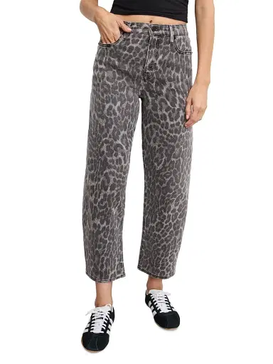Good American Women's Good Standard Leopard Barrel Jeans - Grey Lucky Leopard | Thumbnail 3 Good American Women's Good Standard Leopard Barrel Jeans - Grey Lucky Leopard | Thumbnail 3