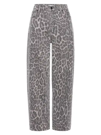Good American Women's Good Standard Leopard Barrel Jeans - Grey Lucky Leopard | Thumbnail 1 Good American Women's Good Standard Leopard Barrel Jeans - Grey Lucky Leopard | Thumbnail 1