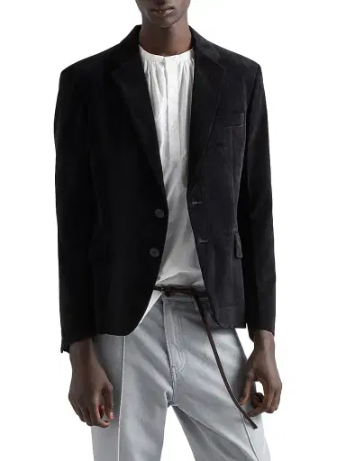 Prada Men's Single-Breasted Cotton Jacket - Black | Thumbnail 2 Prada Men's Single-Breasted Cotton Jacket - Black | Thumbnail 2