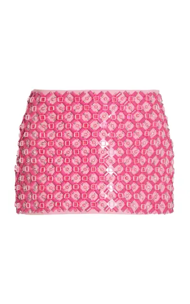 Miu Miu Crystal and Sequin-Embellished Cady Mini Skirt | Thumbnail 1 Miu Miu Crystal and Sequin-Embellished Cady Mini Skirt | Thumbnail 1
