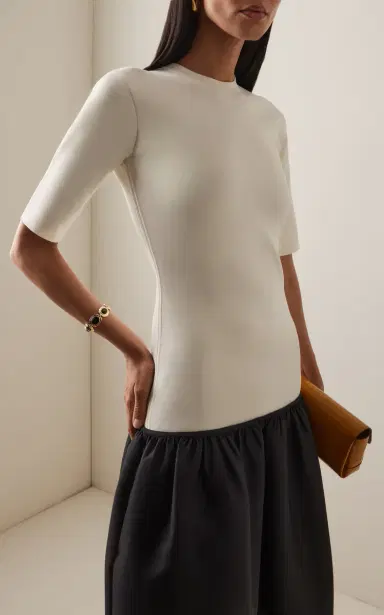 TOTEME Twinflower Silk-Wool Midi Tee Dress | Thumbnail 3 TOTEME Twinflower Silk-Wool Midi Tee Dress | Thumbnail 3