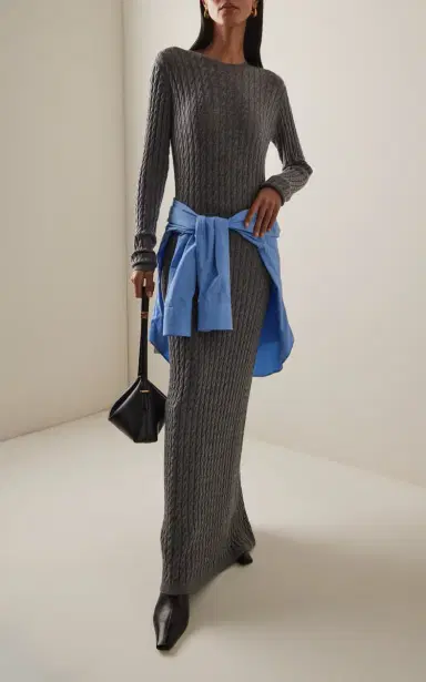 TOTEME Cable Knit Wool Maxi Dress | Thumbnail 2 TOTEME Cable Knit Wool Maxi Dress | Thumbnail 2