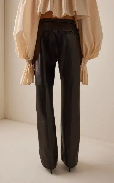 Khaite Miles Plongé Leather Straight-Leg Pants | Thumbnail 4 Khaite Miles Plongé Leather Straight-Leg Pants | Thumbnail 4