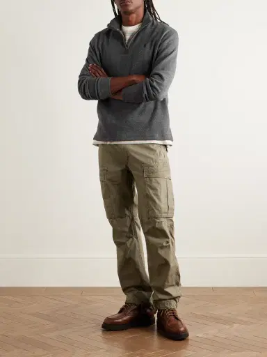 Polo Ralph Lauren Logo-Embroidered Herringbone Cotton Half-Zip Sweatshirt - Men | Thumbnail 2 Polo Ralph Lauren Logo-Embroidered Herringbone Cotton Half-Zip Sweatshirt - Men | Thumbnail 2