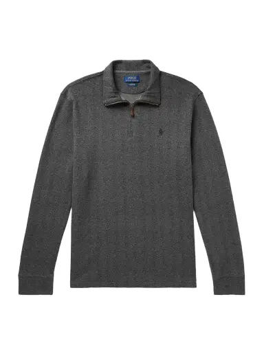 Polo Ralph Lauren Logo-Embroidered Herringbone Cotton Half-Zip Sweatshirt - Men | Thumbnail 1 Polo Ralph Lauren Logo-Embroidered Herringbone Cotton Half-Zip Sweatshirt - Men | Thumbnail 1
