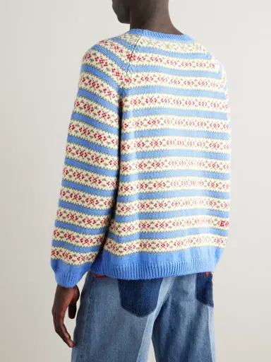 BODE Wedgewood Intarsia-Knit Wool Sweater - Men | Thumbnail 4 BODE Wedgewood Intarsia-Knit Wool Sweater - Men | Thumbnail 4